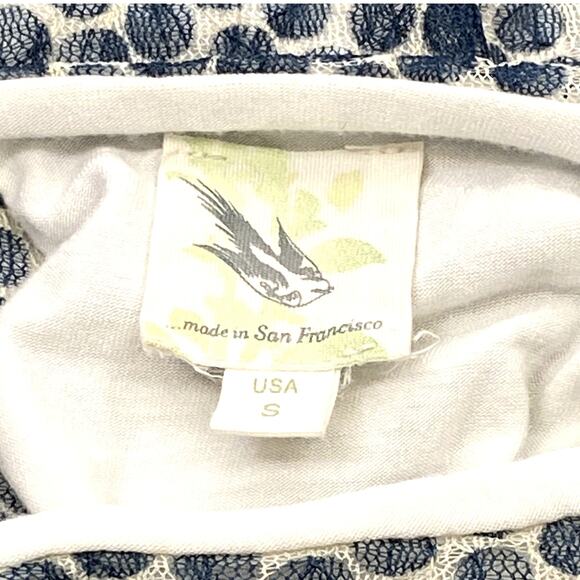 Weston Wear Anthropologie Dress Frothed Dot Blue White Sz S Retro Fit & Flare - Picture 2 of 8